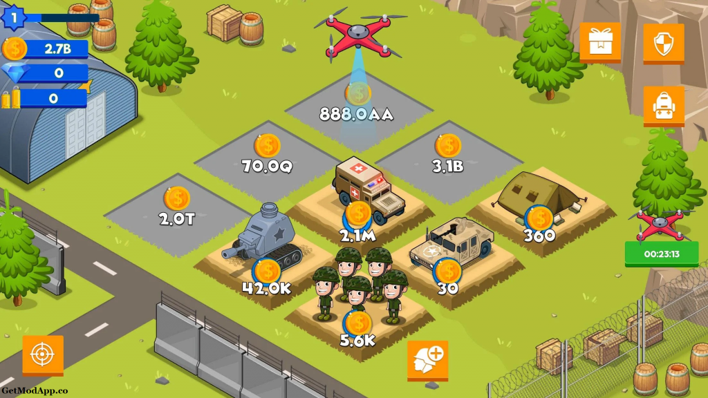 Idle Army Base V2.4.0 MOD APK (Free Shopping) Download For Android